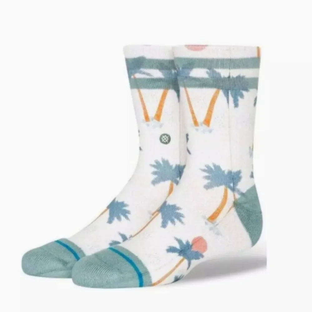 NWT Kid's Off White Stance Palm Tree Patterned Crew Socks